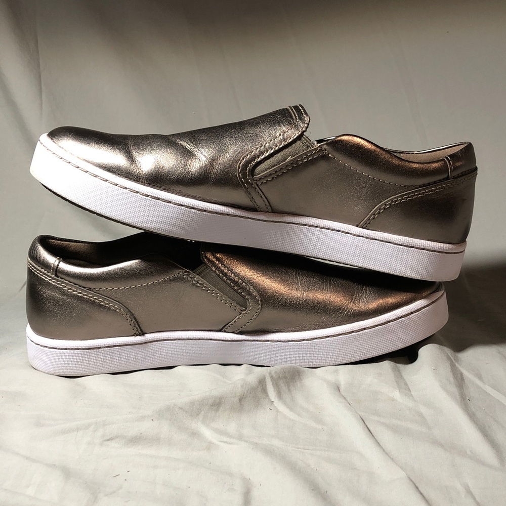 Clarks Metallic Silver Slip-On Sneakers